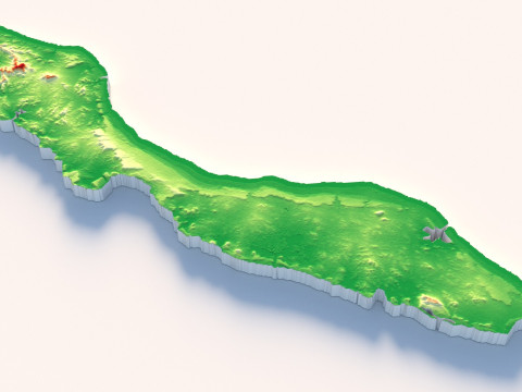 Curacao Korsou Terrain Map 3D Model