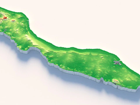 Curacao Korsou Terrain Map 3D Model