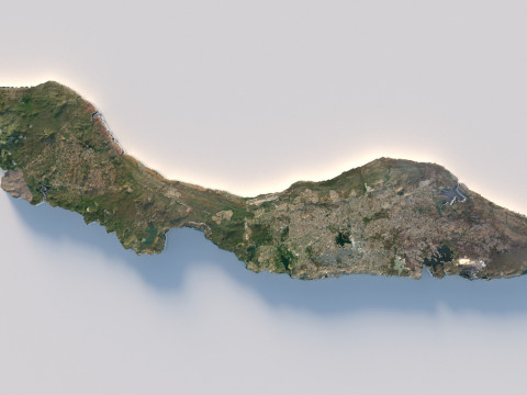 Curacao Korsou Terrain Map 3D Model