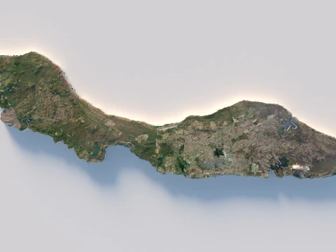 Curacao Korsou Terrain Map 3D Model