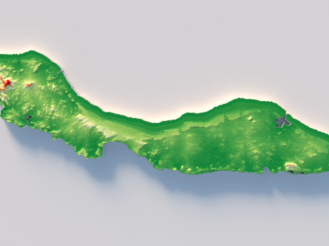 Curacao Korsou Terrain Map 3D Model