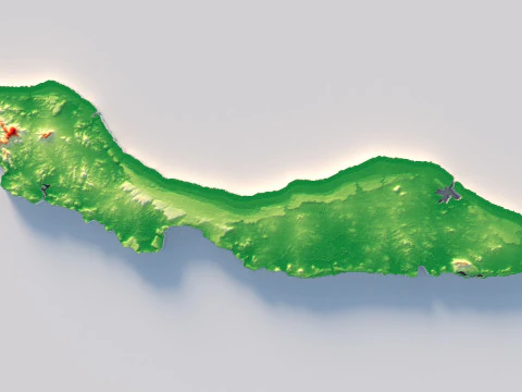 Curacao Korsou Terrain Map 3D Model