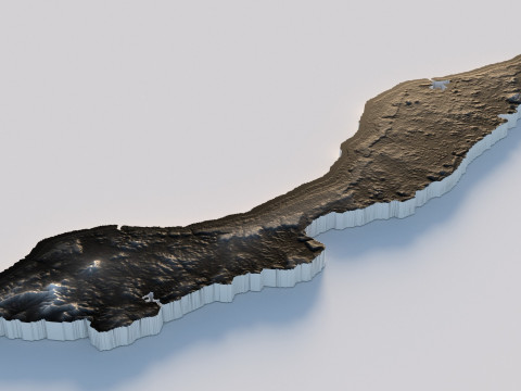 Curacao Korsou Terrain Map 3D Model