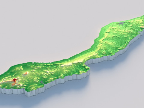 Curacao Korsou Terrain Map 3D Model