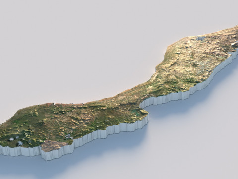 Curacao Korsou Terrain Map 3D Model