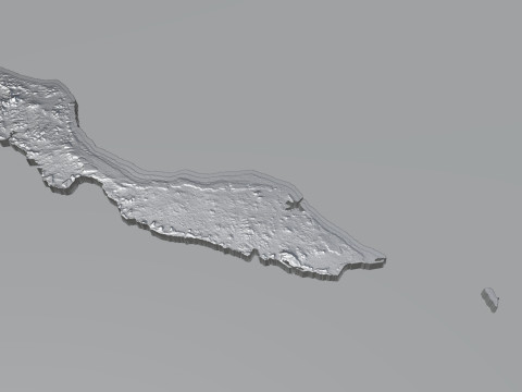 Curacao Korsou Terrain Map 3D Model