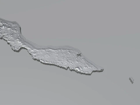 Curacao Korsou Terrain Map 3D Model