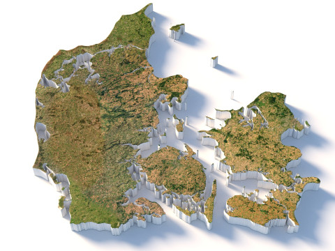 Denmark Terrain Map 3D Модель