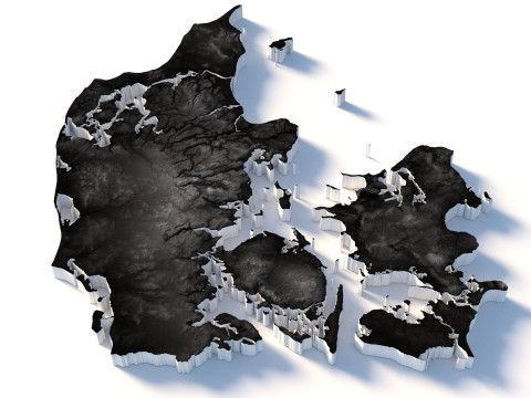 Denmark Terrain Map 3D Модель