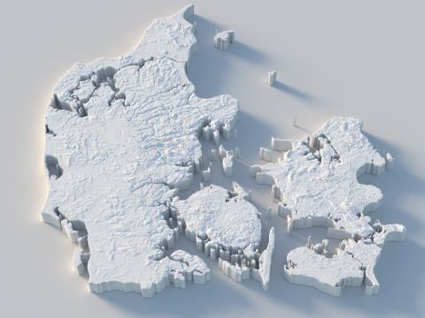 Denmark Terrain Map 3D Модель