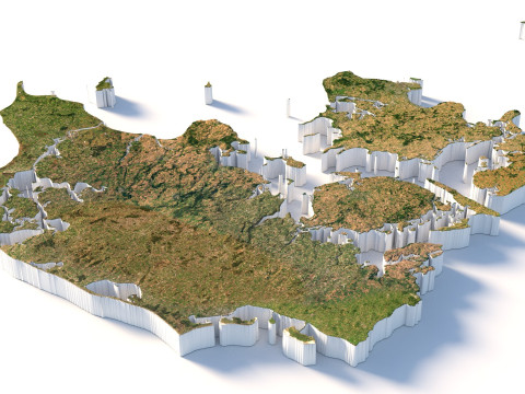 Denmark Terrain Map 3D Модель