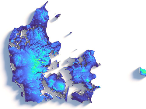 Denmark Terrain Map 3D Модель