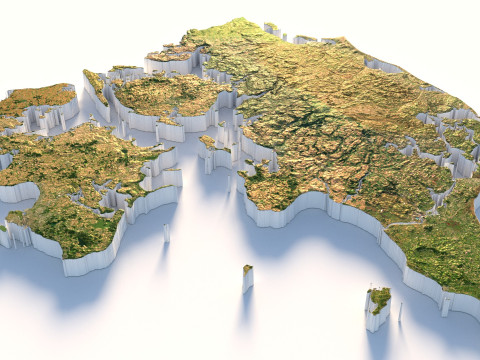 Denmark Terrain Map 3D Модель
