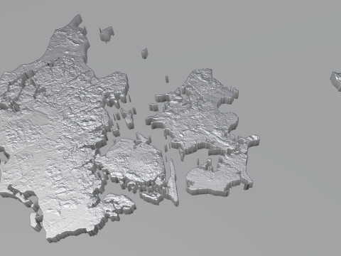 Denmark Terrain Map 3D Модель