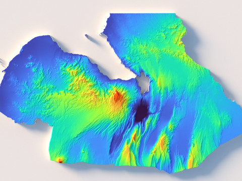Djibouti Terrain Map Modello 3D