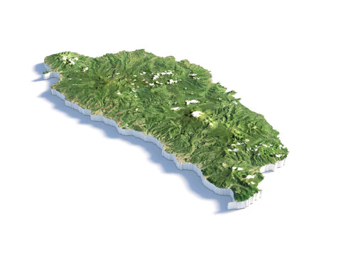 Mapa terenu Dominiki Model 3D