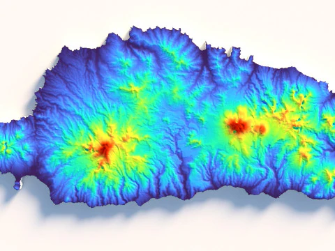 Dominica Terrain Map 3D Model