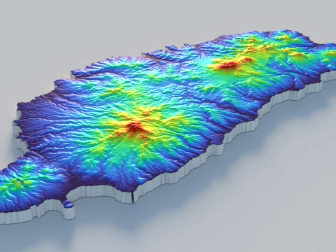 Dominica Terrain Map 3D Model