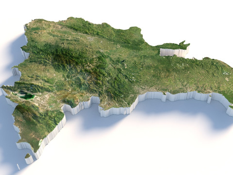 Dominican Republic Terrain Map 3D Model