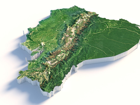 Ecuador Terrain Map Model 3D