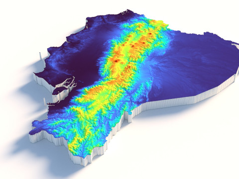 Ecuador Terrain Map Model 3D