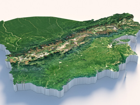 Ecuador Terrain Map Model 3D