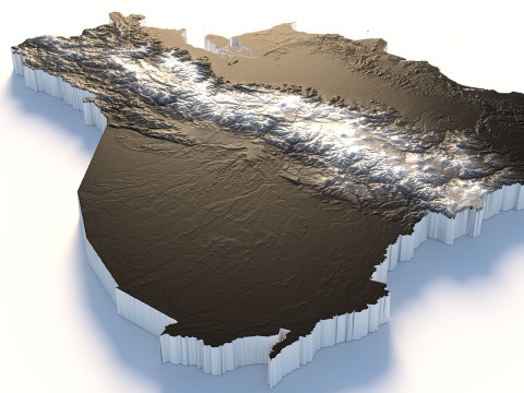 Ecuador Terrain Map Model 3D