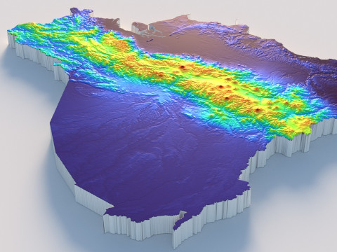 Ecuador Terrain Map Model 3D
