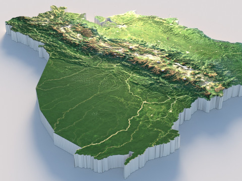 Ecuador Terrain Map Model 3D