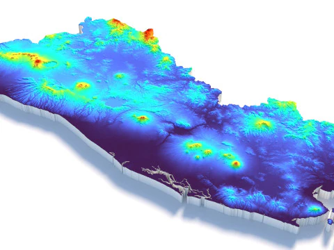El Salvador Terrain Map 3D Model