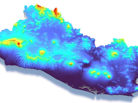 El Salvador Terrain Map 3D Model