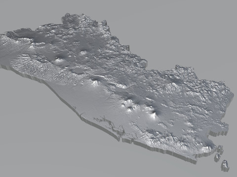 El Salvador Terrain Map Model 3D