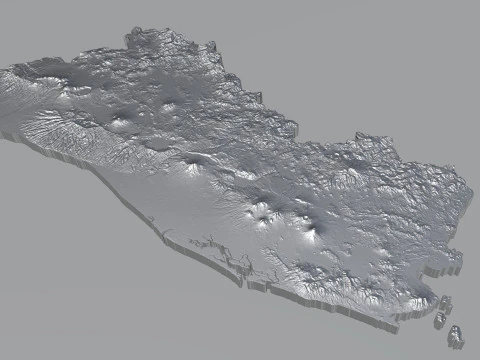 El Salvador Terrain Map 3D Model