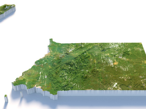 Equatorial Guinea Terrain Map 3D Model