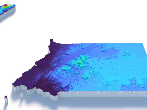 Equatorial Guinea Terrain Map 3D Model