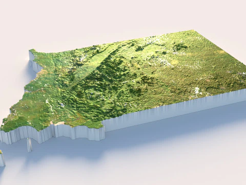 Equatorial Guinea Terrain Map 3D Model