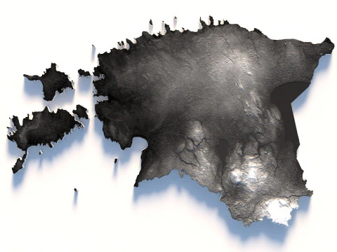Mappa del terreno dell'Estonia Modello 3D