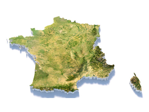 France Terrain Map 3D-Modell