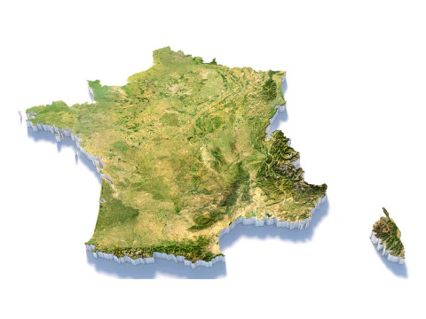 Mapa terenu Francji Model 3D