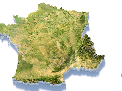 France Terrain Map 3D-Modell