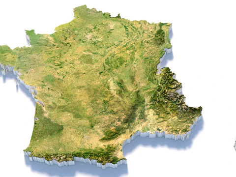 France Terrain Map 3D Model