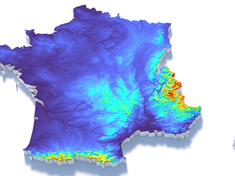 France Terrain Map 3D-Modell