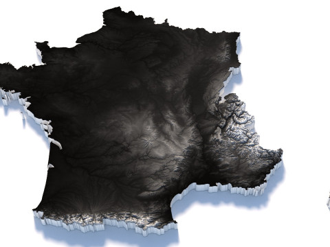 France Terrain Map 3D-Modell