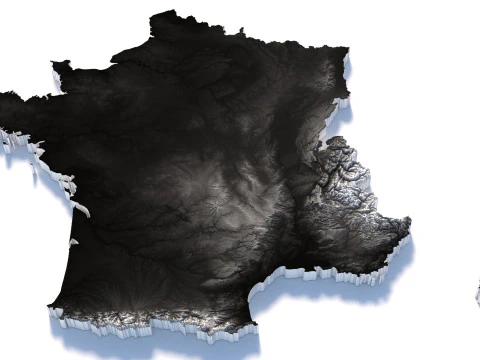 France Terrain Map 3D Model