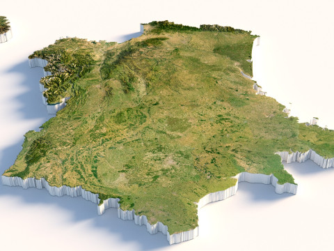 France Terrain Map 3D-Modell