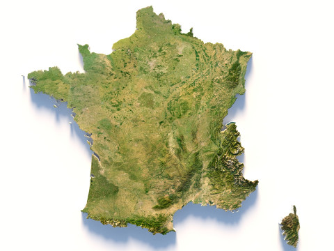 France Terrain Map 3D-Modell