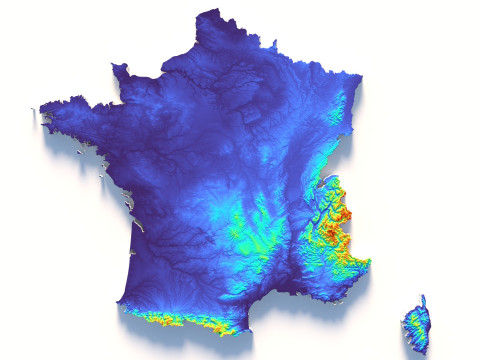 France Terrain Map 3D-Modell