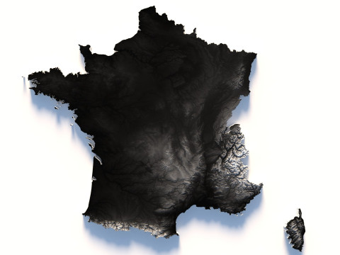France Terrain Map 3D-Modell