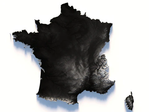 France Terrain Map 3D Model