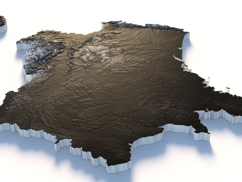 France Terrain Map 3D-Modell